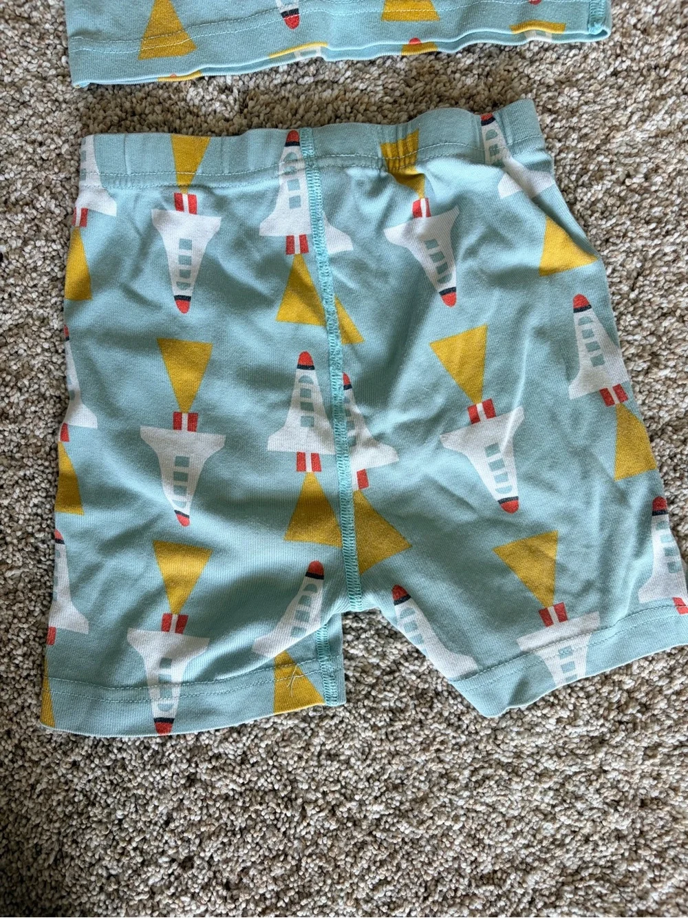 Hanna Andersson Space Rocket Short John Pajamas Blue Sz 8